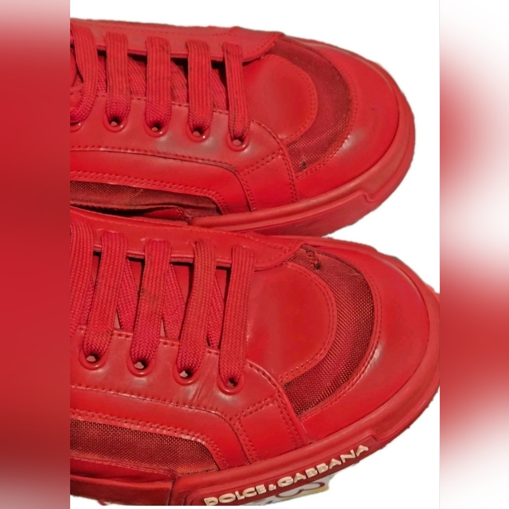 Dolce & Gabbana Unisex Portofino Red LowTop Sneakers US Mens Sz 6 /Wmns Size 7.5 - Picture 3 of 14